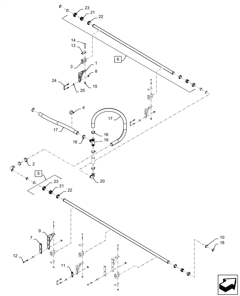 Схема запчастей Case IH PATRIOT 4440 - (78.110.AE[20.1]) - SPRAYBAR, 120, 7 SECTION, 20" SPACING, RH OUTER & BREAKAWAY, U BOLT SPRAYBAR MOUNTS (78) - SPRAYING