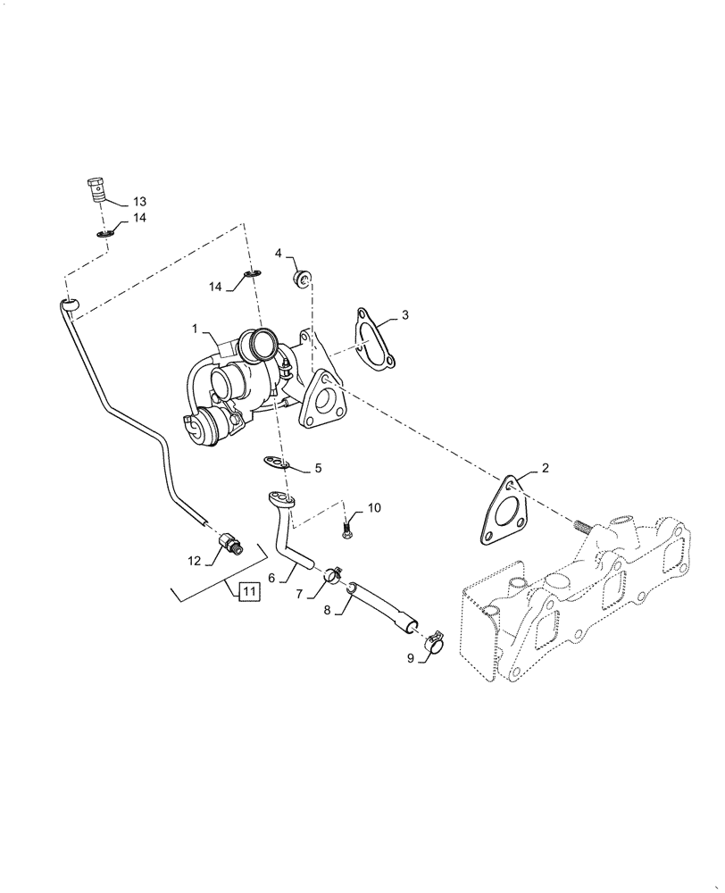 Схема запчастей Case IH FARMALL 55C - (10.250.010) - TURBOCHARGER (10) - ENGINE