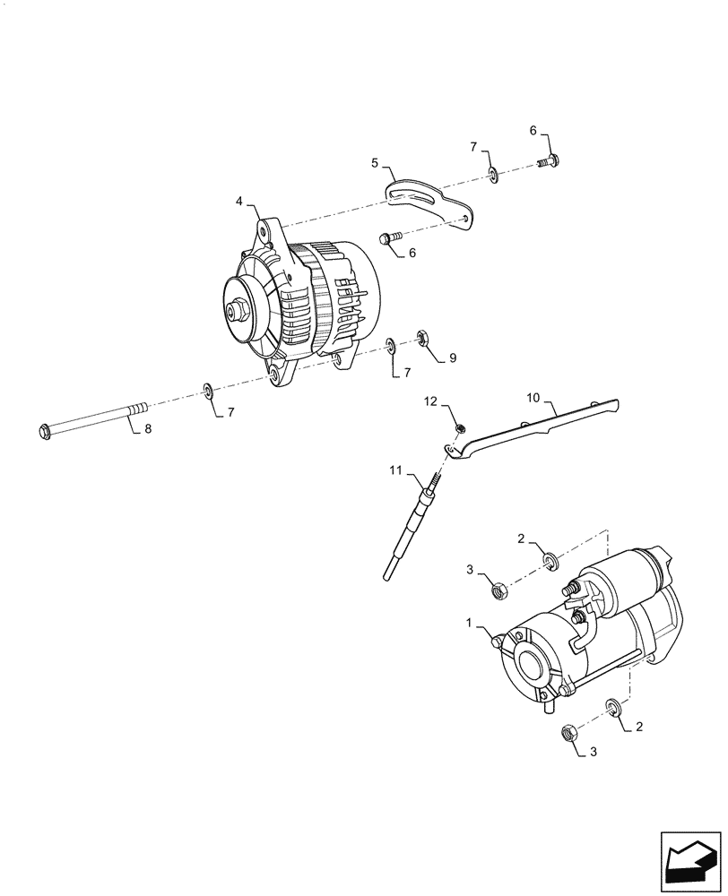 Схема запчастей Case IH FARMALL 55C - (55.201.010) - STARTER, ALTERNATOR & GLOW PLUGS (55) - ELECTRICAL SYSTEMS