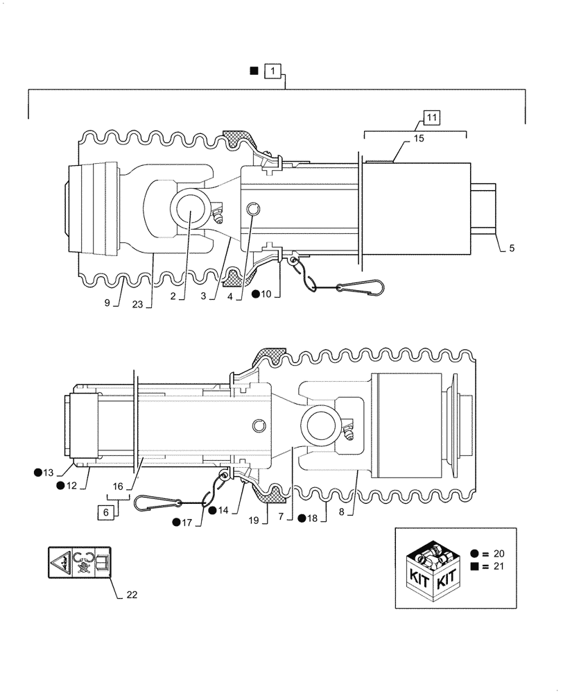 Схема запчастей Case IH 3020-35 - (58.500.02[01]) - SHAFT, PTO, ASN YGH231300 (58) - ATTACHMENTS/HEADERS