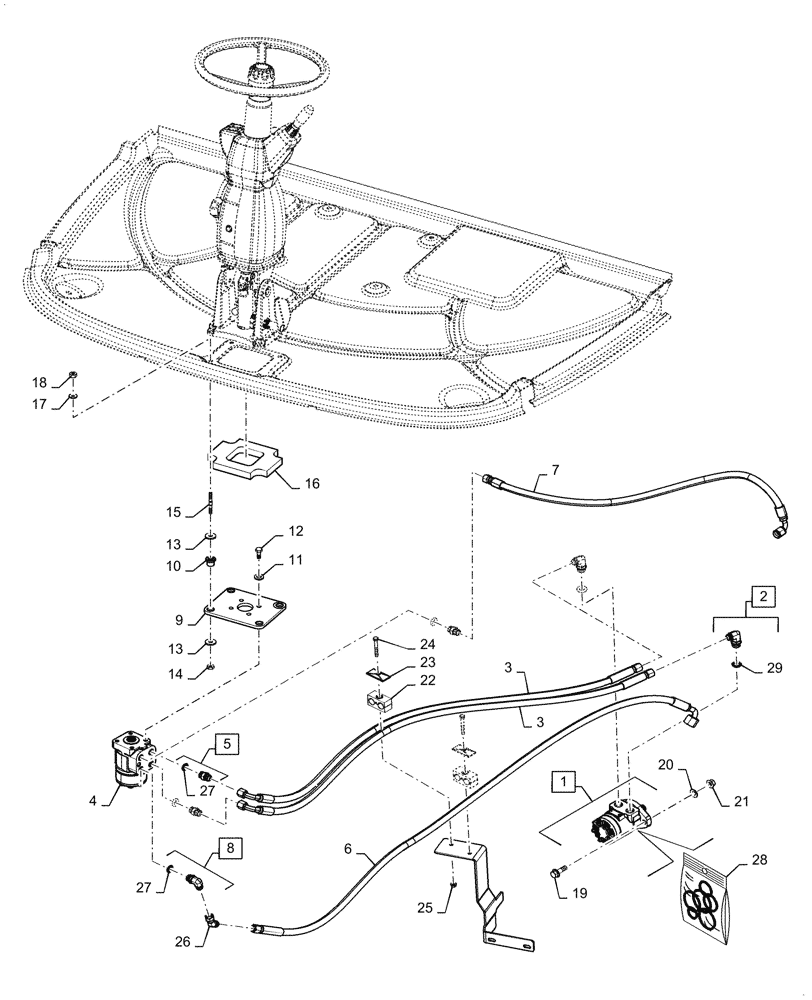 Схема запчастей Case IH WD1204 - (41.200.AE[01]) - STEERING ASSY, HYDRAULIC 4 CYLINDER, STANDARD SPEED, ASN YGG677501 (41) - STEERING