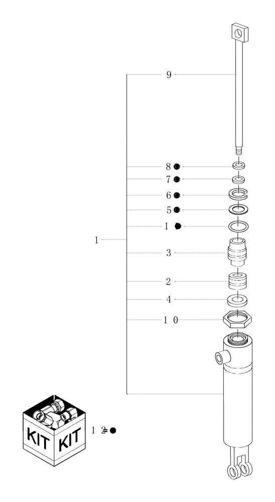 Схема запчастей Case IH 2206 - (13.00[1]) - HYDRAULIC CYLINDER BREAKDOWN, BPIN HAJ034232 (35) - HYDRAULIC SYSTEMS