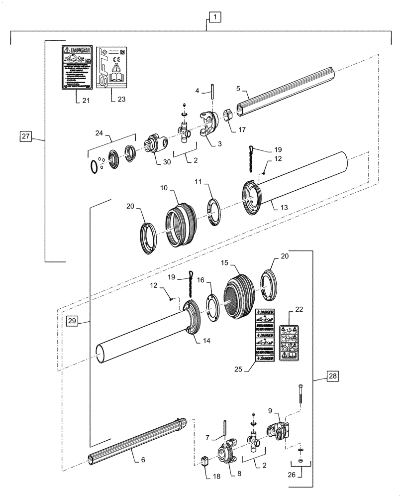 Схема запчастей Case IH 4416-30 - (31.100.AG[03]) - PTO SHAFT ASSY, CHOPPING, ASN YGH632500 (31) - IMPLEMENT POWER TAKE OFF