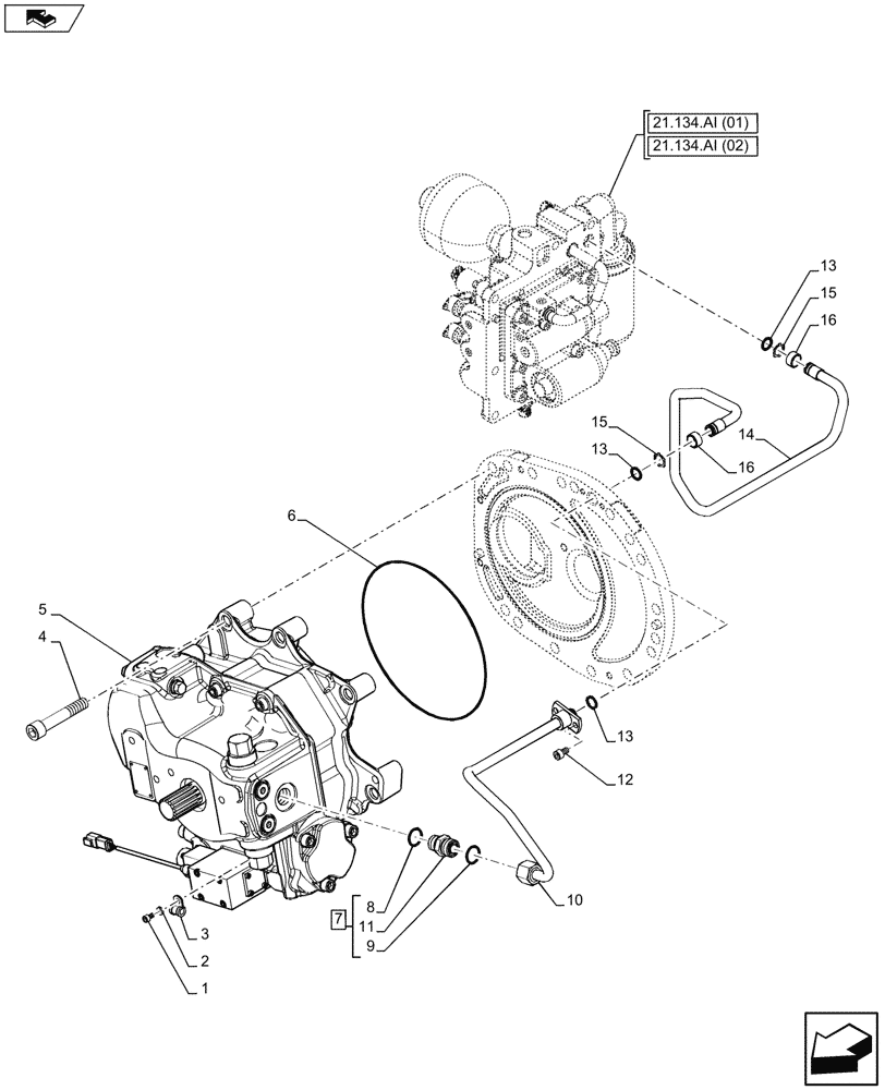 Схема запчастей Case IH MAXXUM 130 - (21.507.AD) - VAR - 390283 - HYDRAULIC PUMP (21) - TRANSMISSION