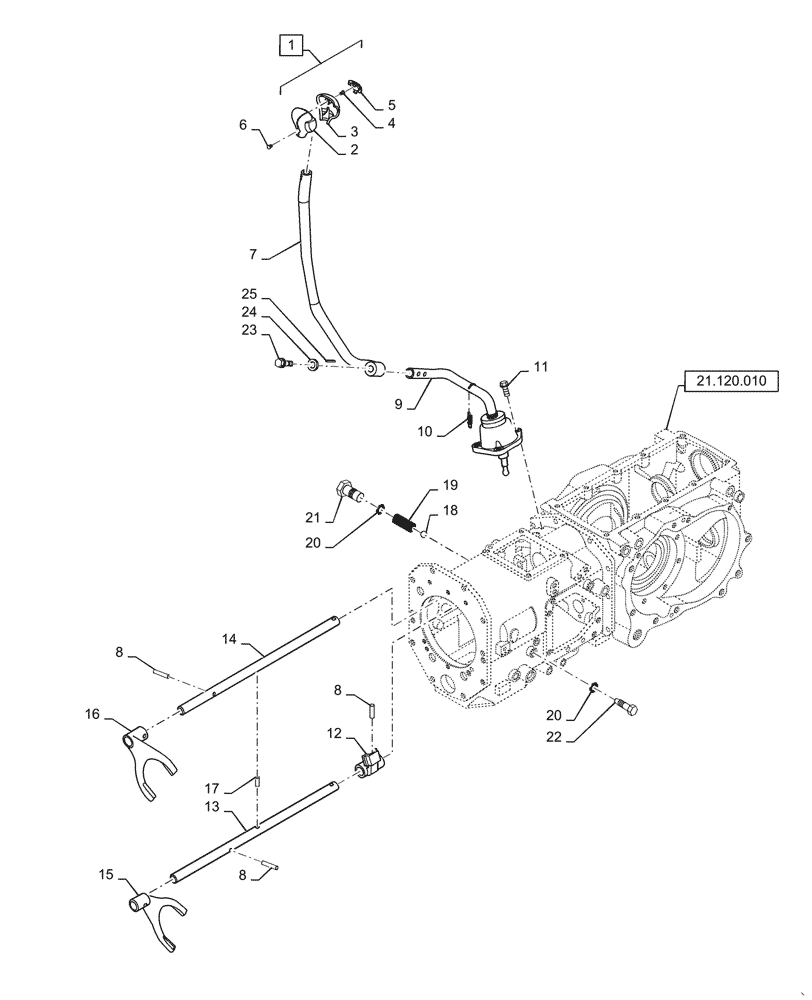 Схема запчастей Case IH FARMALL 55C - (21.140.080) - SHIFTER FORK, HYDROSTATIC TRANSMISSION, RANGE GEAR (21) - TRANSMISSION