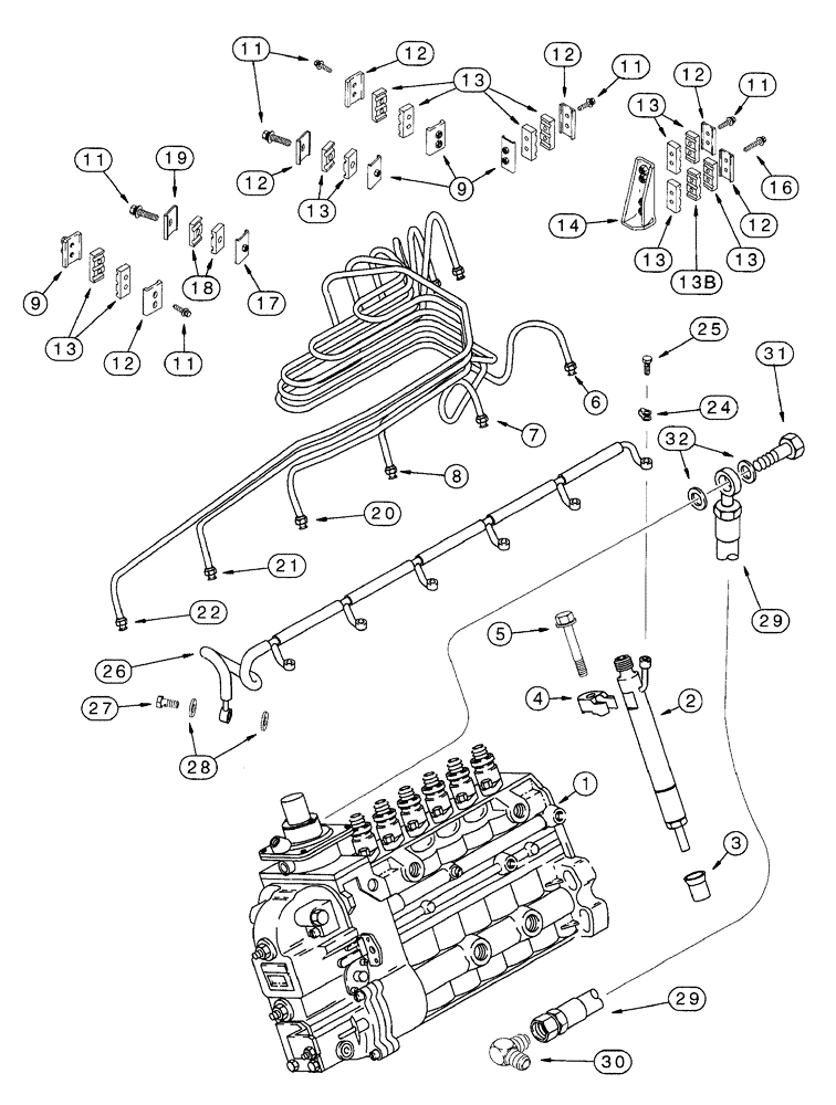 Схема запчастей Case IH 7220 - (3-004) - FUEL INJECTION SYSTEM, 6T-830 EMISSIONS CERT. ENGINE, 7220 TRACTOR ONLY, P.I.N. JJA0064978 AND AFTER (03) - FUEL SYSTEM