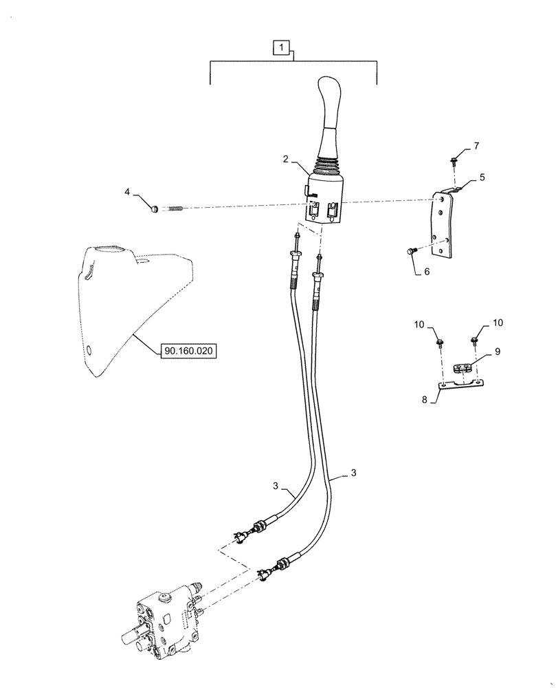 Схема запчастей Case IH FARMALL 40C - (35.355.010) - JOYSTICK & CABLE (35) - HYDRAULIC SYSTEMS