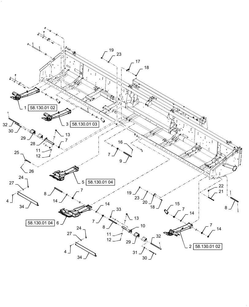 Схема запчастей Case IH 3162 - (58.130.01[01]) - FLOOR SUPPORT ASSY, ASN YHH051300 (58) - ATTACHMENTS/HEADERS