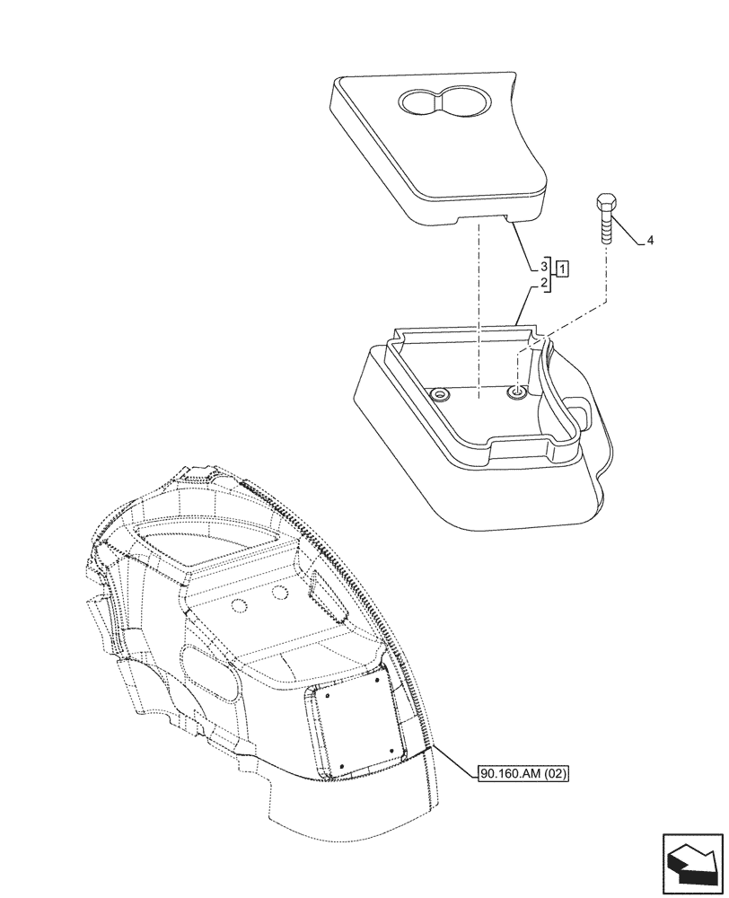 Схема запчастей Case IH PUMA 185 CVT - (90.160.AM[05]) - VAR - 391357, 758265, 758666, 758667, 759264, 759265, 759266 - CAB STORAGE BOX (90) - PLATFORM, CAB, BODYWORK AND DECALS