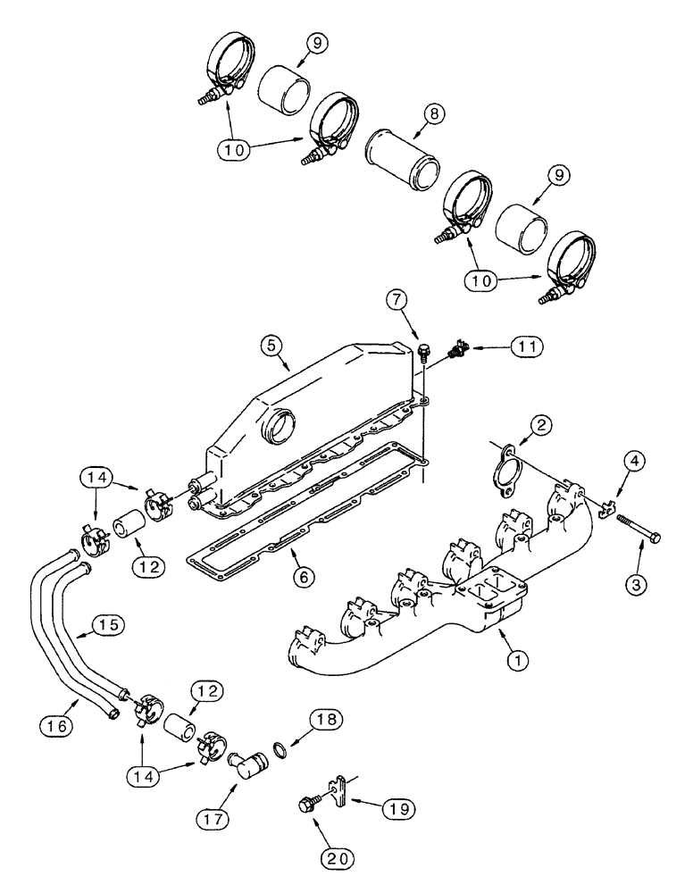 Схема запчастей Case IH 7250 - (2-036) - MANIFOLDS, 6TA-830 ENGINE, PRIOR TO TRACTOR P.I.N. JJA0064978 (02) - ENGINE