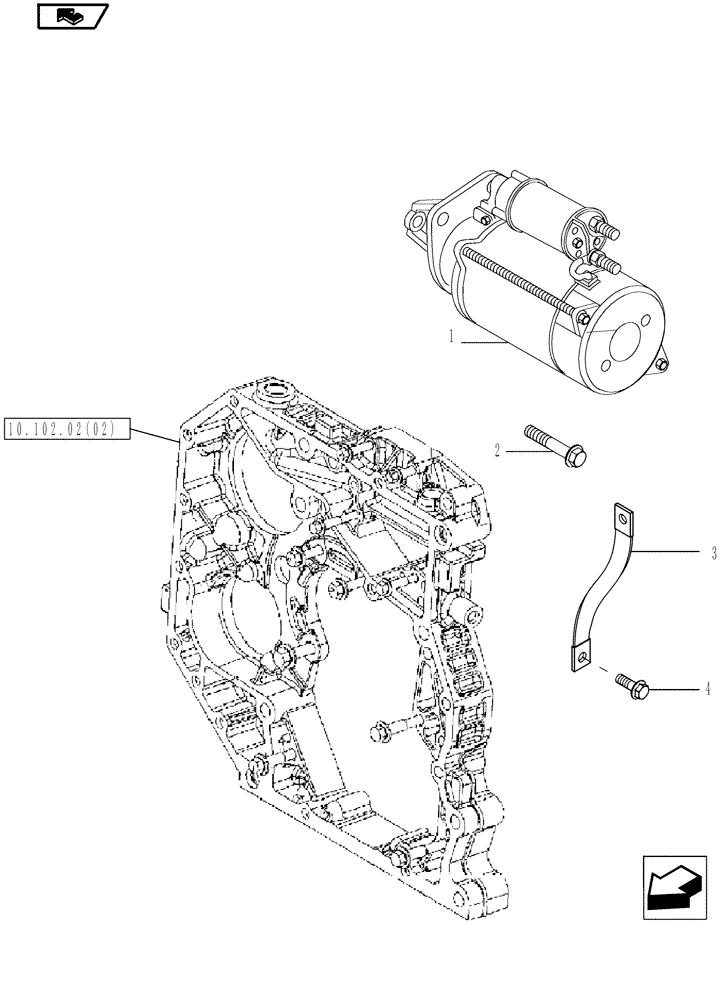 Схема запчастей Case IH MAGNUM 210 - (55.201.04) - STARTER, MOUNTING (55) - ELECTRICAL SYSTEMS