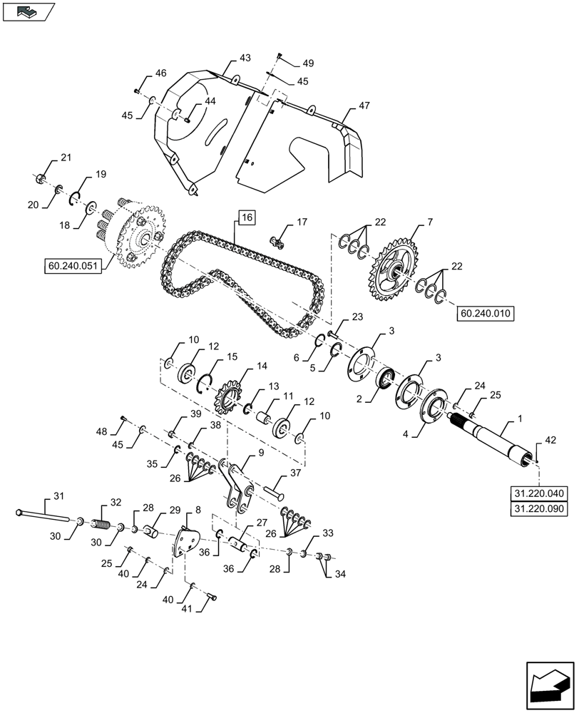 Схема запчастей Case IH LB434S - (60.240.046) - PACKER DRIVE - D160 (60) - PRODUCT FEEDING