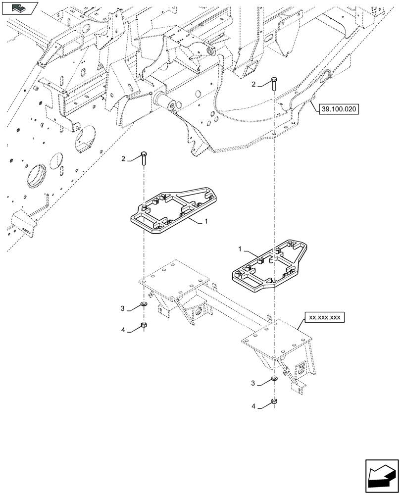 Схема запчастей Case IH LB434S XL - (27.500.105) - AXLE SPACER (27) - REAR AXLE SYSTEM