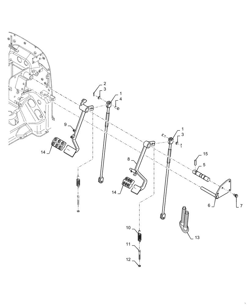 Схема запчастей Case IH FARMALL 55C - (33.120.020) - BRAKE PEDALS, FRONT, MECHANICAL TRANSMISSION (33) - BRAKES & CONTROLS