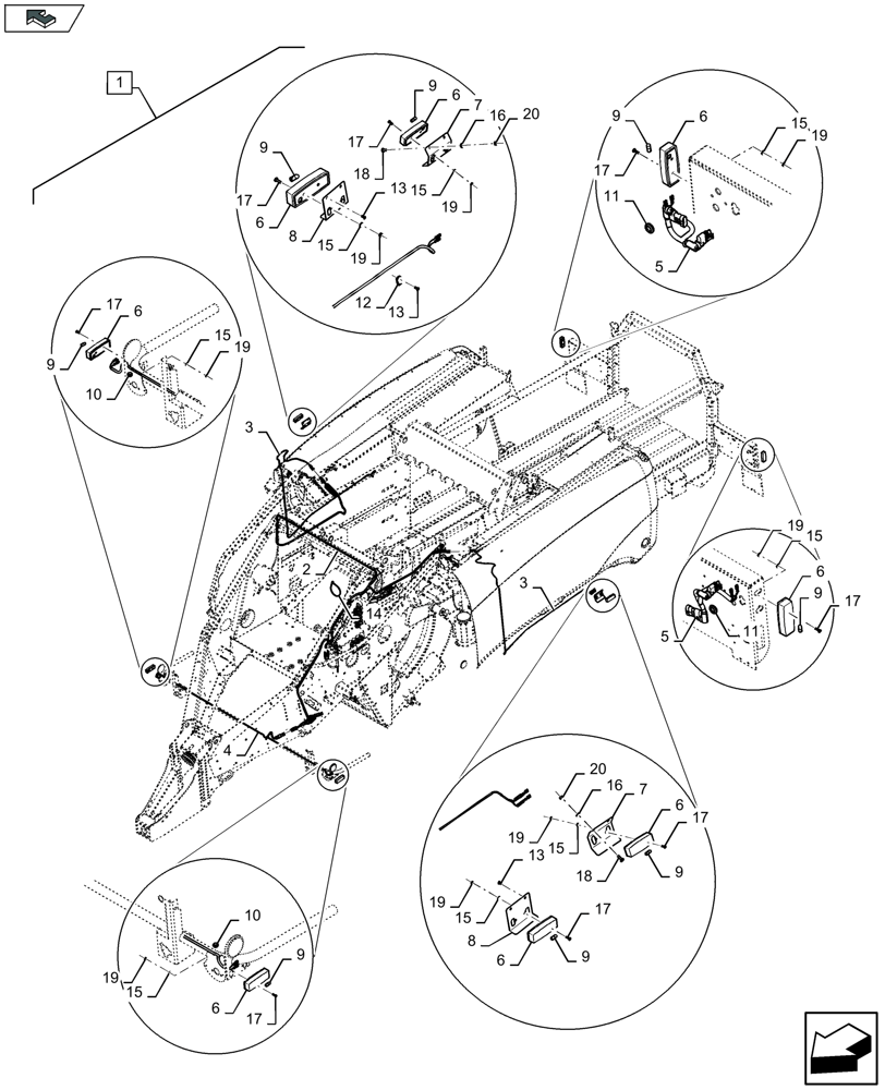 Схема запчастей Case IH LB424S XL - (88.055.036) - DIA KIT: SIDE LIGHT KIT (88) - ACCESSORIES