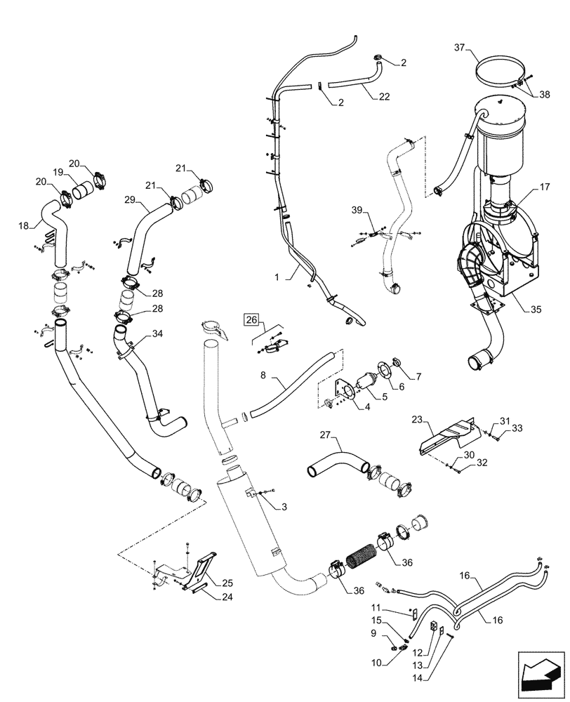 Схема запчастей Case IH A8800 - (10.310.AE[04]) - AFTERCOOLER LINE - MY-16 (10) - ENGINE