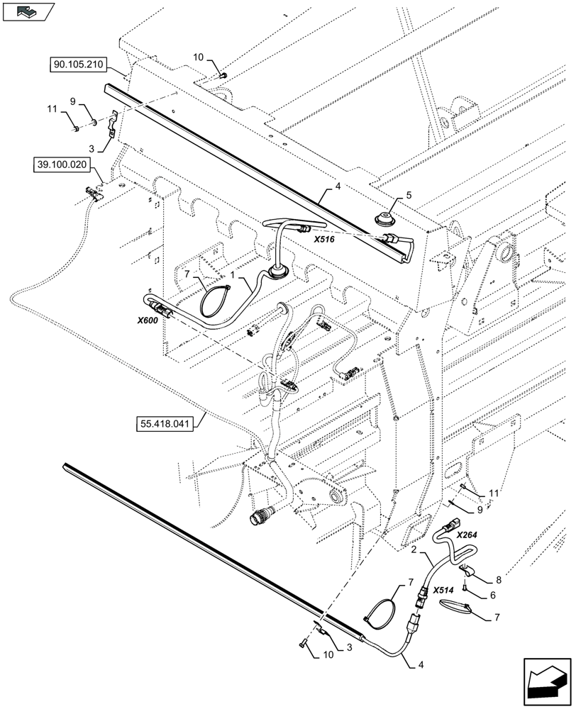 Схема запчастей Case IH LB424R XL - (55.404.080) - KNOTTER AND NEEDLE LIGHTS (55) - ELECTRICAL SYSTEMS