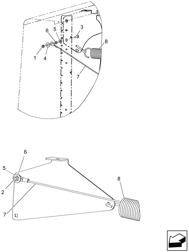 Схема запчастей Case IH 9230 - (80.101.26) - AUGER SPRING & CABLE, BUBBLE-UP AUGER DRIVE (80) - CROP STORAGE/UNLOADING