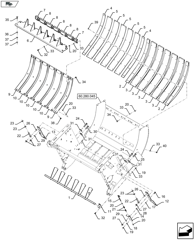 Схема запчастей Case IH LB424R XL - (60.280.055) - FEED CHAMBER, PLATES - C174 (60) - PRODUCT FEEDING