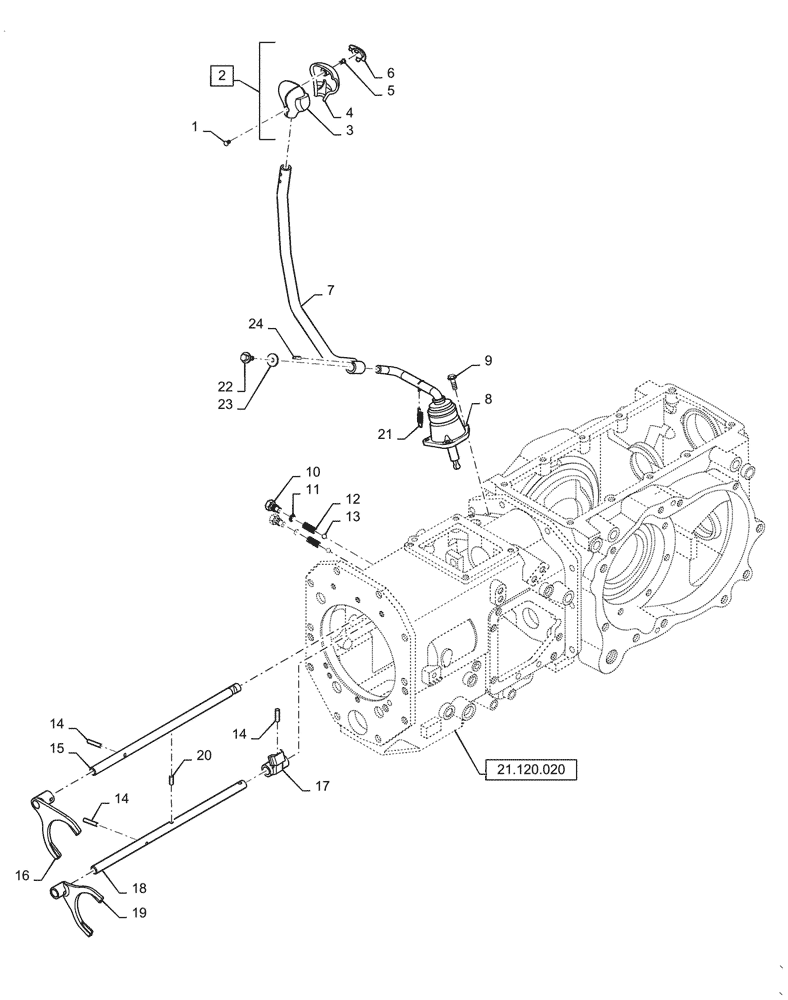 Схема запчастей Case IH FARMALL 55C - (21.140.060) - SHIFT LEVER & FORK, MAIN GEAR, MECHANICAL TRANSMISSION (21) - TRANSMISSION