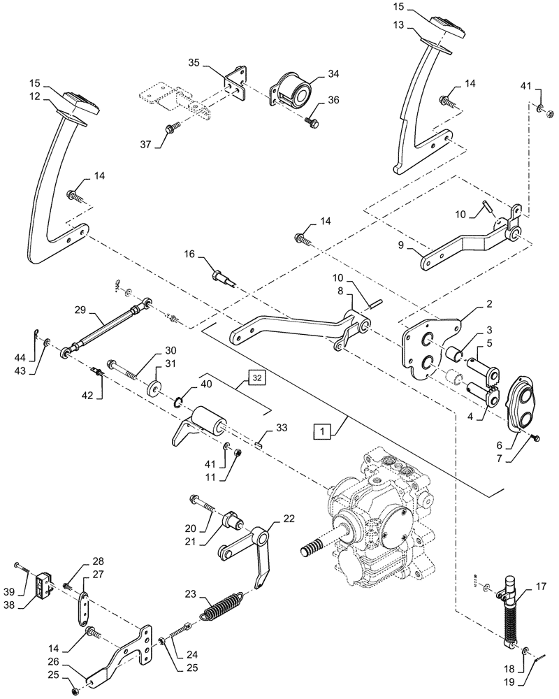 Схема запчастей Case IH FARMALL 55C - (29.200.020) - HYDROSTATIC TRANSMISSION, CONTROLS (29) - HYDROSTATIC DRIVE