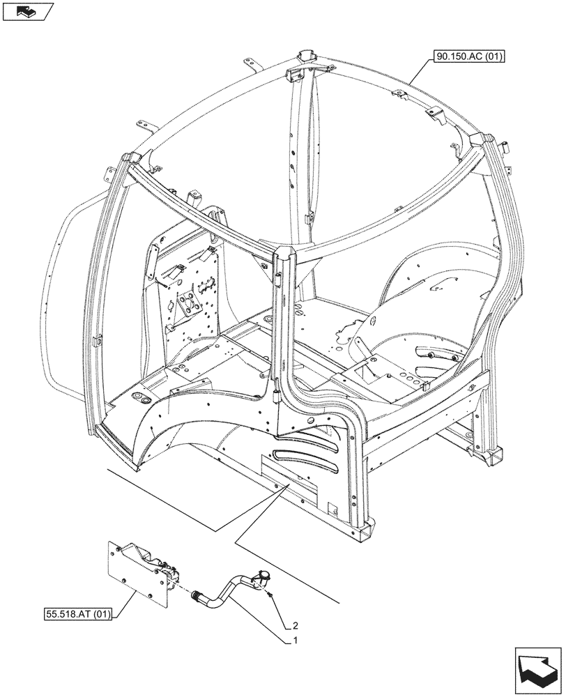 Схема запчастей Case IH MAXXUM 120 - (55.518.AP) - VAR - 330520, 331515, 331520, 392500, 743729 - WINDSHIELD WASHER RESERVOIR, FILLER (55) - ELECTRICAL SYSTEMS