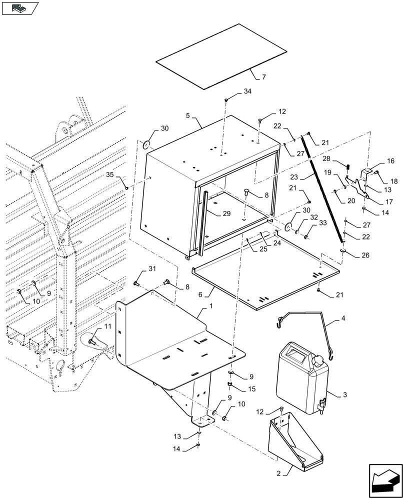 Схема запчастей Case IH LB424R XL - (05.102.025) - HANDS CLEANING DEVICE AND STORAGE BOX (05) - SERVICE & MAINTENANCE