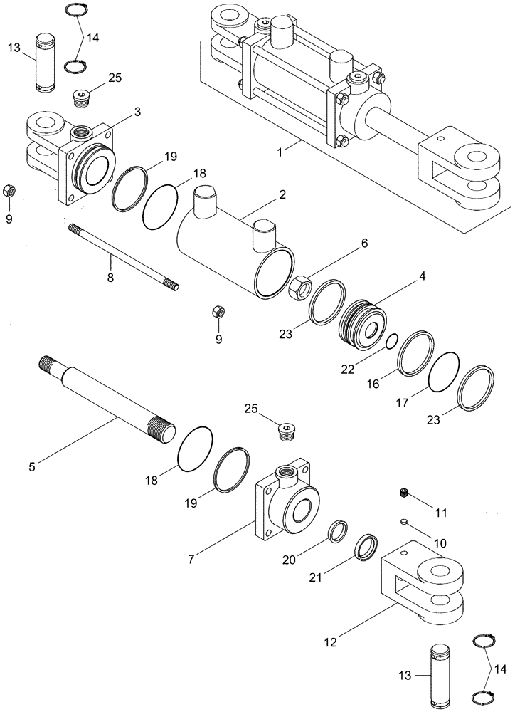 Схема запчастей Case IH 2388 - (08-34) - CYLINDER ASSY - FIELD TRACKER, TILT (07) - HYDRAULICS