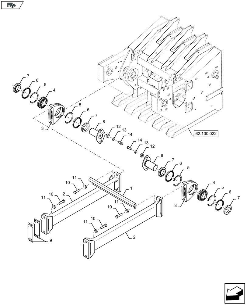 Схема запчастей Case IH LB434S - (62.100.011) - PLUNGER, RODS - D160 (62) - PRESSING - BALE FORMATION