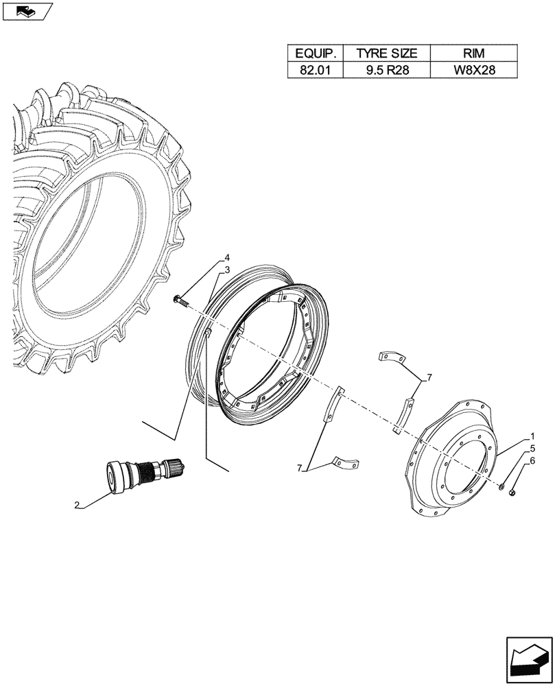 Схема запчастей Case IH FARMALL 105U - (44.511.AE[07]) - WHEEL - FRONT (44) - WHEELS