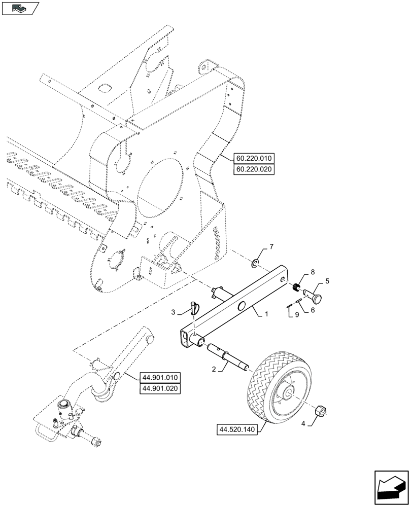 Схема запчастей Case IH LB434R - (60.220.140) - PICK-UP, WHEEL SUPPORT (60) - PRODUCT FEEDING