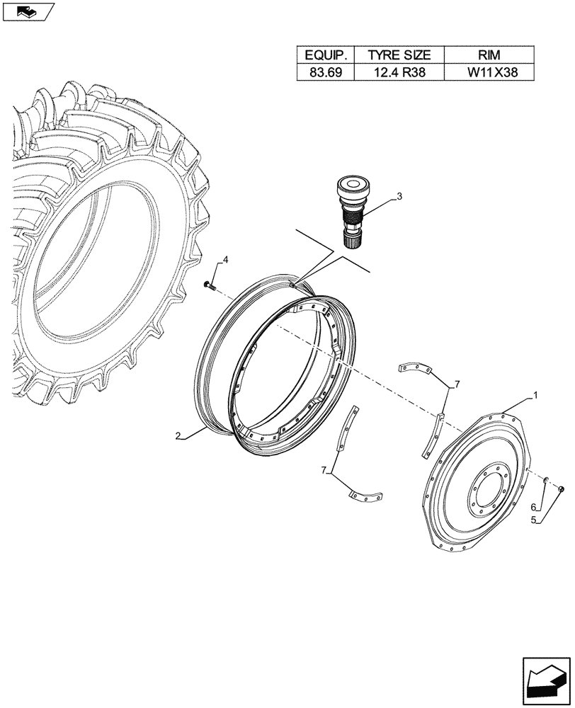 Схема запчастей Case IH FARMALL 105U - (44.520.AB[08]) - WHEEL - REAR - BEGIN S/N ZCJR23173 (44) - WHEELS