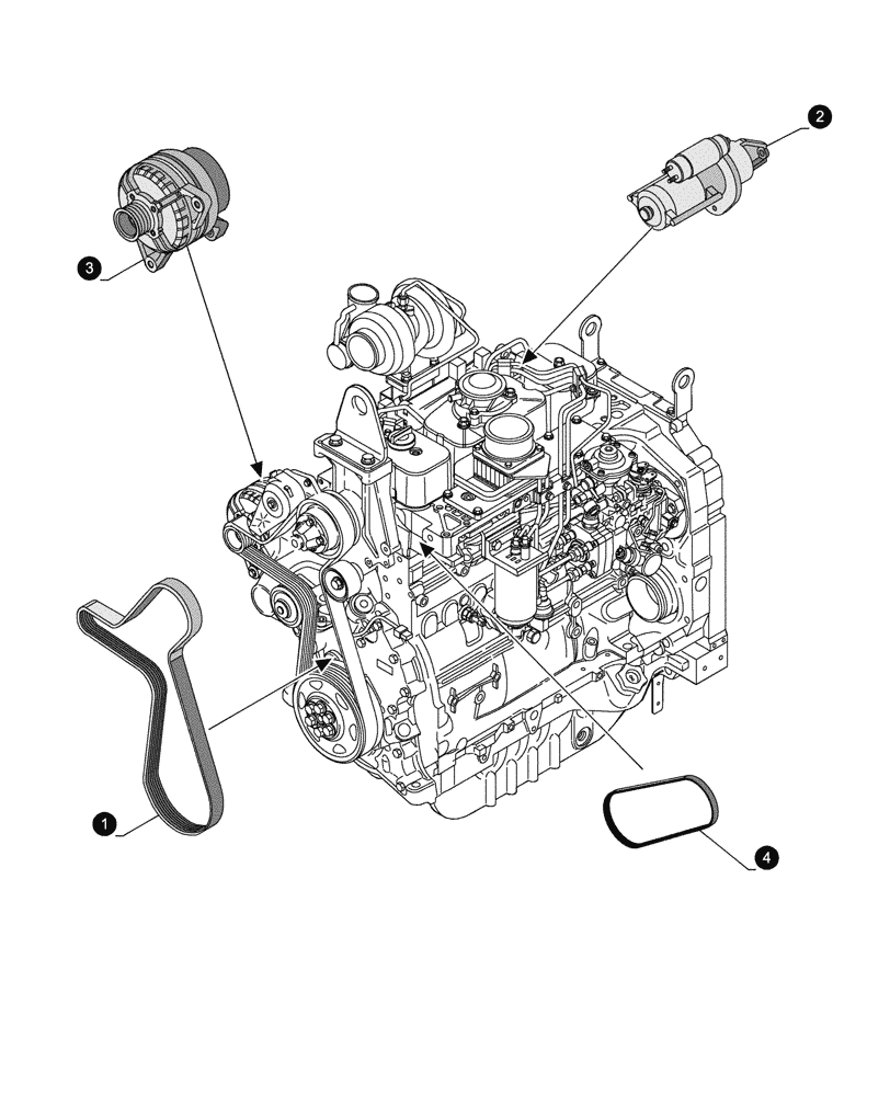 Схема запчастей Case IH JX95HC PLUS - (05.100.042[02]) - MAINTENANCE PARTS - STARTER MOTOR, ALTERNATOR, BELTS (05) - SERVICE & MAINTENANCE