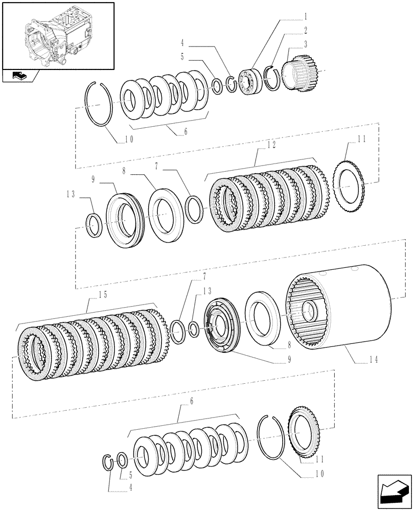 Схема запчастей Case IH PUMA 180 - (1.28.7[06]) - SPEED GEARS AND CLUTCHES - "C" AND "D" CLUTCHES (03) - TRANSMISSION