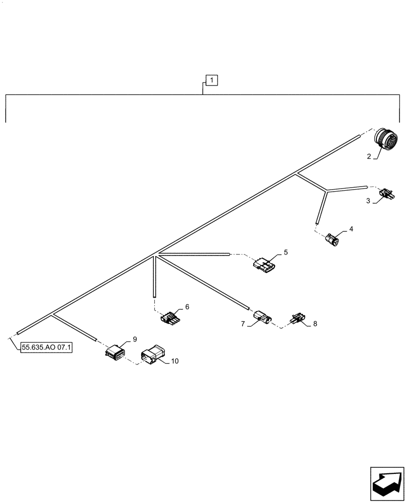 Схема запчастей Case IH PATRIOT 3240 - (55.635.AO[06.1]) - PRODUCT CONTROL FRAME HARNESS, FRONT HALF, ASN YGT044000 (55) - ELECTRICAL SYSTEMS