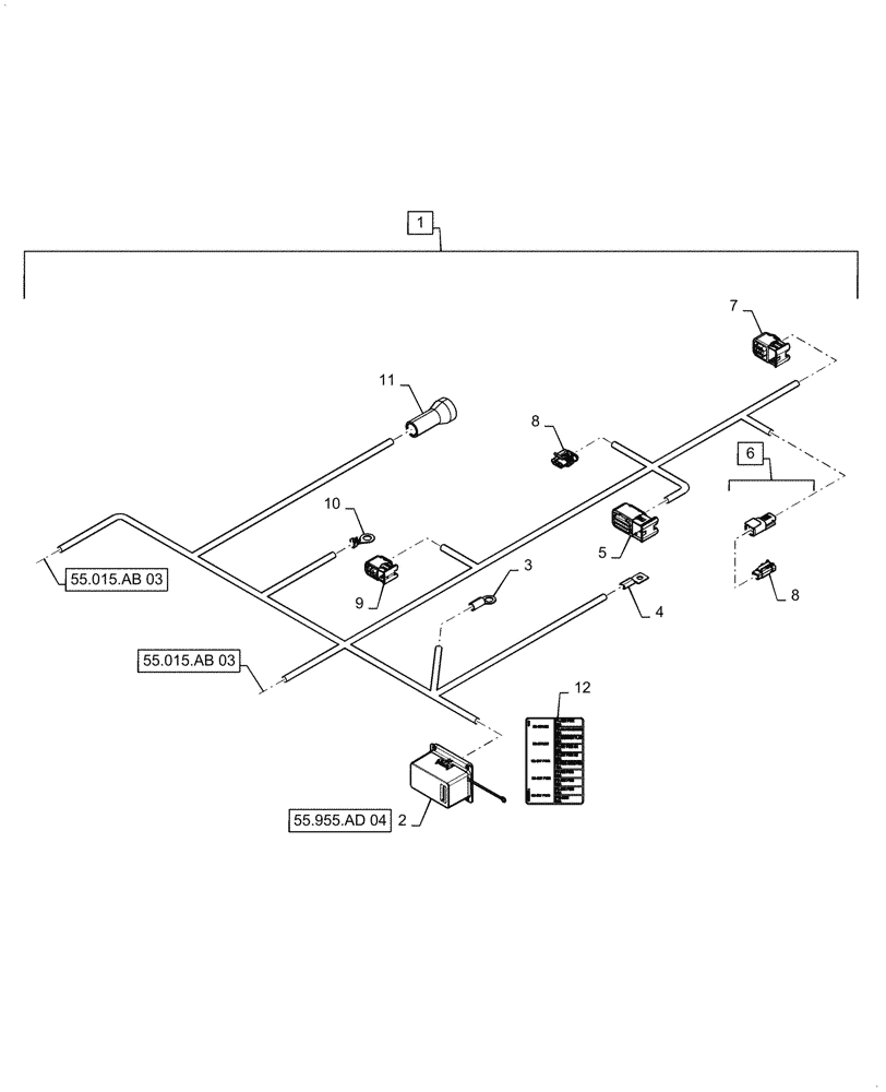 Схема запчастей Case IH PATRIOT 2250 - (55.015.AB[03.2]) - ENGINE WIRE HARNESS, ASN YGT044000, PART II (55) - ELECTRICAL SYSTEMS