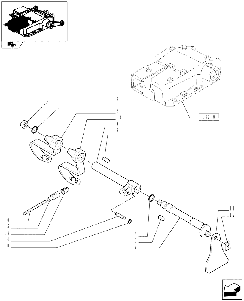 Схема запчастей Case IH FARMALL 90 - (1.82.5[04]) - LIFT CONTROLS - SHAFT (07) - HYDRAULIC SYSTEM