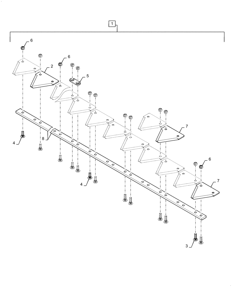 Схема запчастей Case IH 3162 - (58.110.04[02]) - RH KNIFE ASSY, 45FT SOYBEAN, ASN YHH051300 (58) - ATTACHMENTS/HEADERS