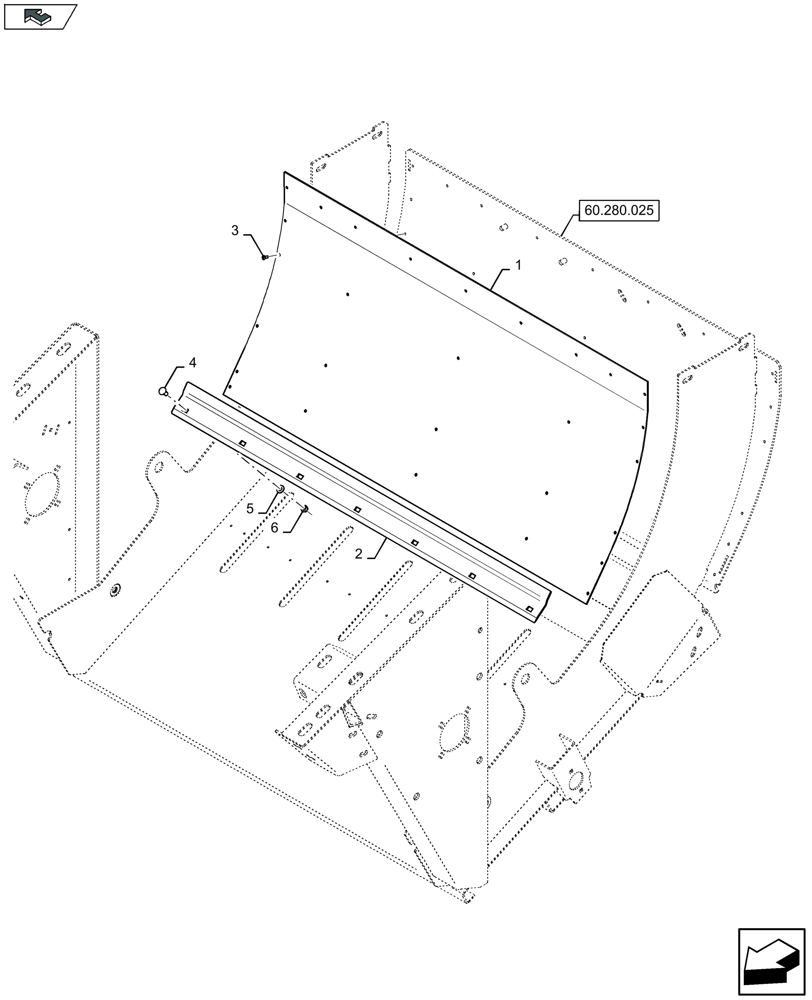 Схема запчастей Case IH LB434S XL - (60.280.145) - BOTTOM FILLER PLATE (60) - PRODUCT FEEDING