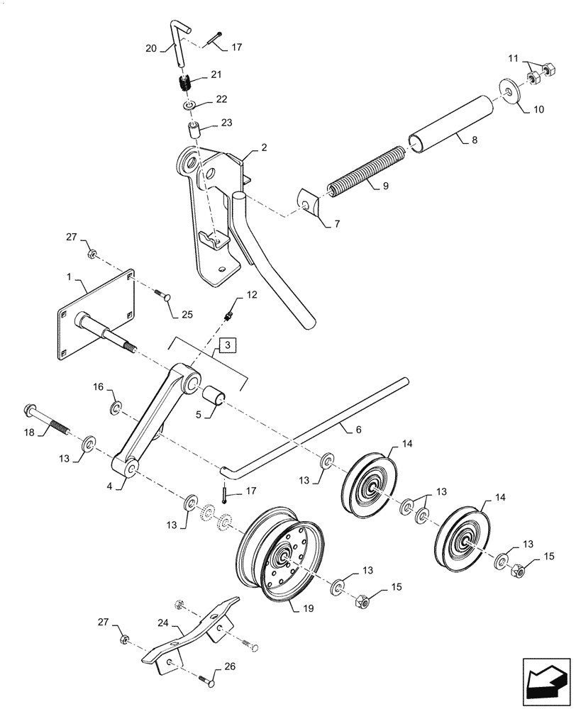 Схема запчастей Case IH 6088 - (73.335.AC[05]) - CHAFF SPREADER, IDLER ASSEMBLY, PRE-UPGRADE (73) - RESIDUE HANDLING