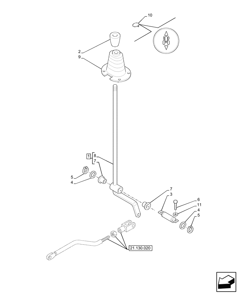 Схема запчастей Case IH JX95HC PLUS - (21.130.030) - VAR - 335113 - TRANSMISSION, CONTROL LEVER, REVERSER, 20+12 SYNCHRO+CREEPER (21) - TRANSMISSION
