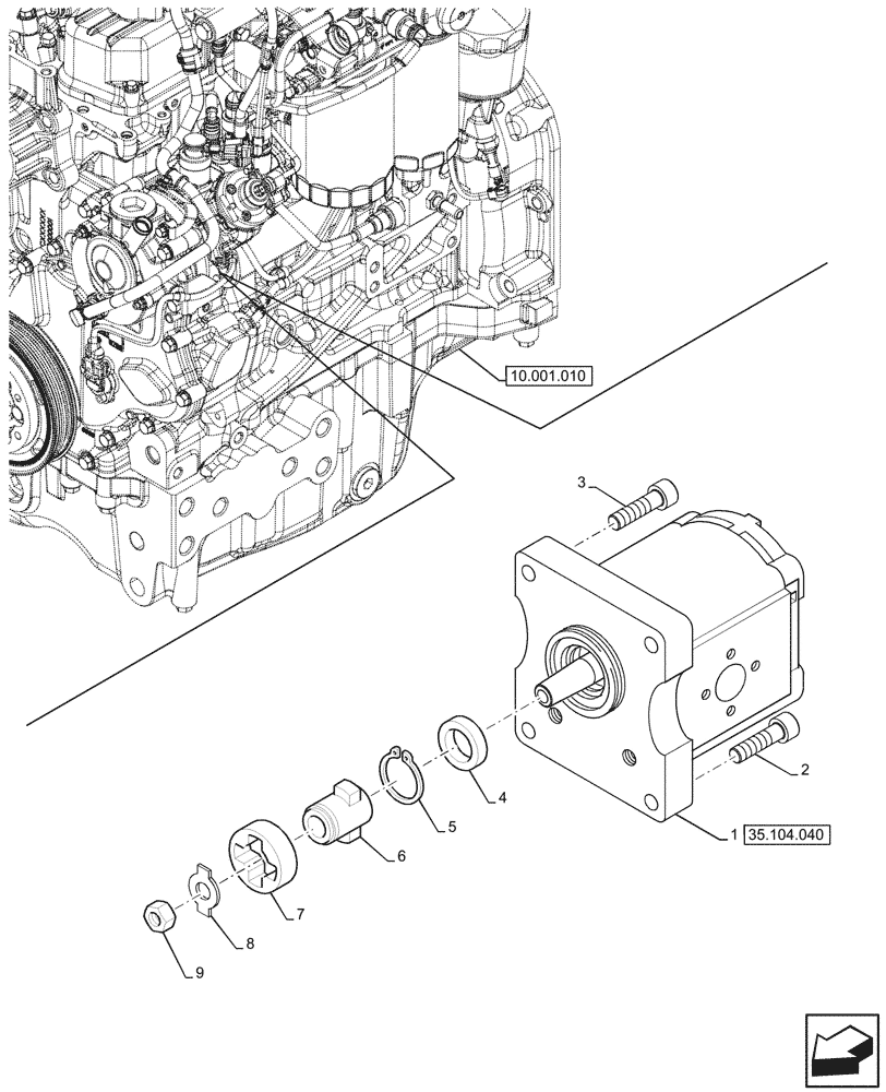 Схема запчастей Case IH JX95HC PLUS - (35.104.030) - VAR - 334314 - HYDROSTATIC PUMP (51.7L/MIN - 13.6 GPM) (35) - HYDRAULIC SYSTEMS