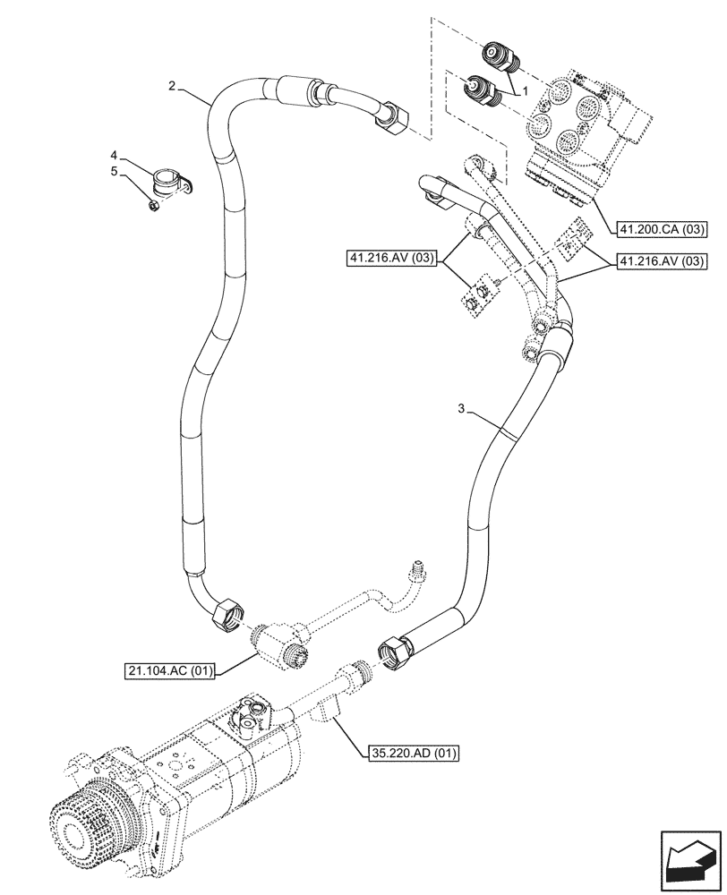 Схема запчастей Case IH FARMALL 65C - (41.200.AA[03]) - VAR - 335695, 744580 - STEERING CONTROL VALVE, HYD LINE, 4WD (41) - STEERING
