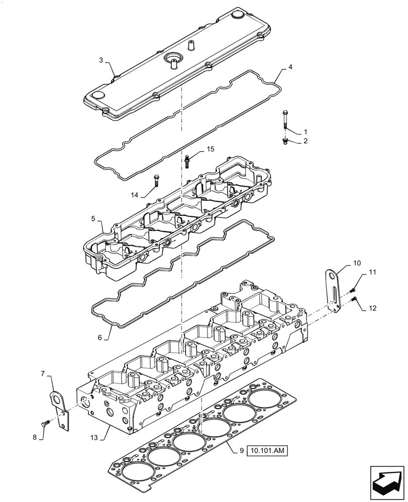 Схема запчастей Case IH 6TAA-8304 275HP - (10.101.AA) - CYLINDER HEAD AND COVER (10) - ENGINE