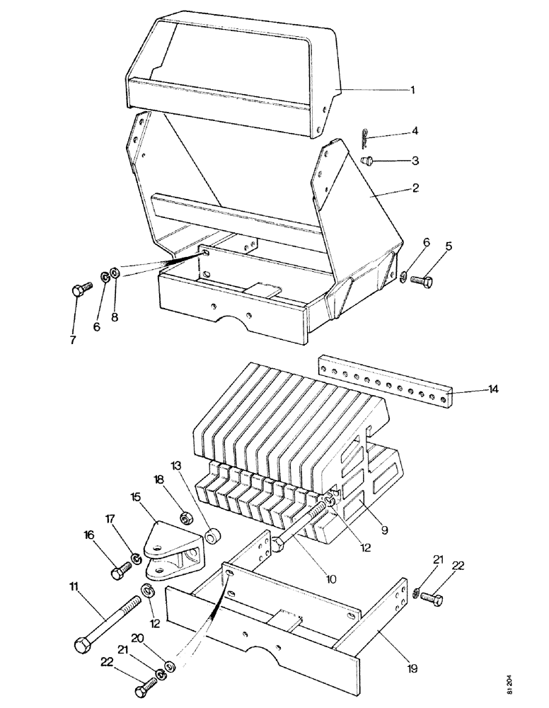 Схема запчастей Case IH 1490 - (T05-1) - RADIATOR GUARD, FRONT BALLAST WEIGHTS AND TOW BRACKET (11) - WHEELS & WEIGHTS