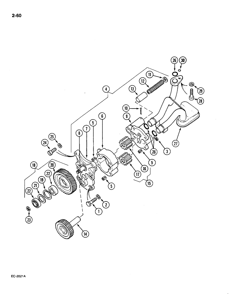 Схема запчастей Case IH 585 - (2-60) - OIL PUMP (02) - ENGINE