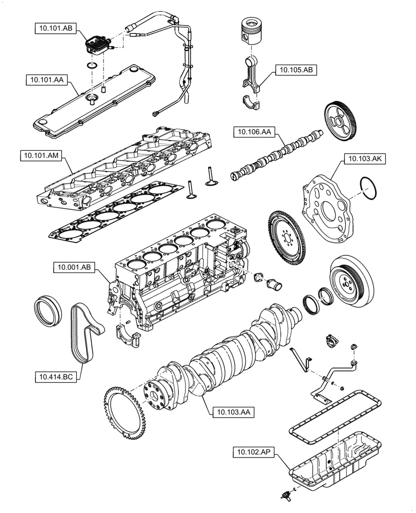 Схема запчастей Case IH 6TAA-8304 305HP - (10.000.00[01]) - SECTION INDEX - ENGINE (10) - ENGINE