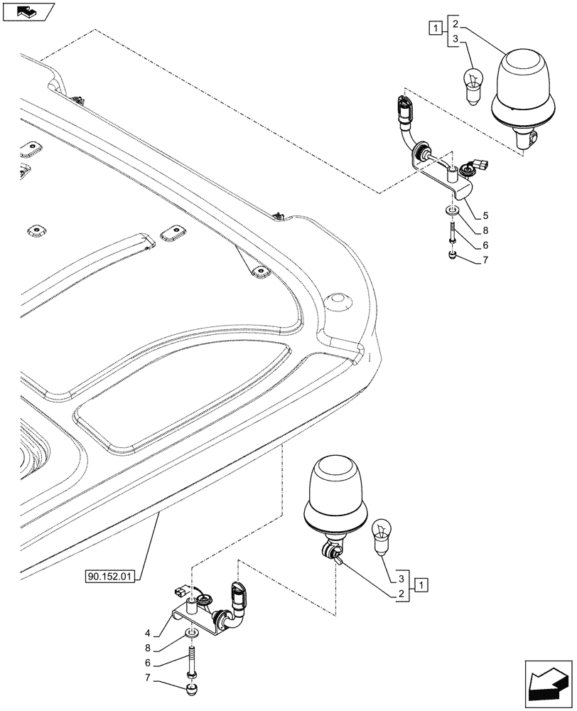 Схема запчастей Case IH FARMALL 75C - (55.514.0102[01A]) - 2 ROTARY BEACON - ISO - W/ CAB (VAR.335916) - BEGIN YR 04-NOV-2015 (55) - ELECTRICAL SYSTEMS