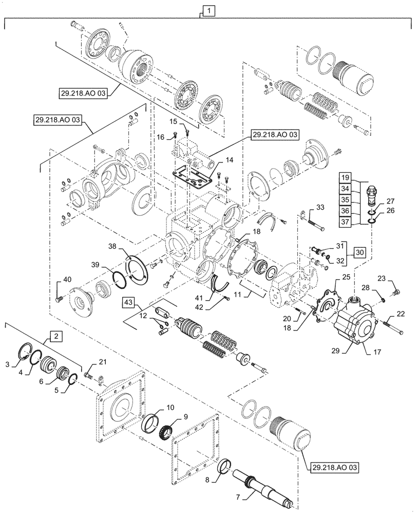 Схема запчастей Case IH 6088 - (29.218.AO[02]) - HYDROSTATIC PUMP ASSY (125 CC/REV) (29) - HYDROSTATIC DRIVE