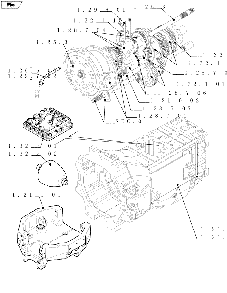 Схема запчастей Case IH PUMA 210 - (SEC. 03[01]) - TRANSMISSION (00) - GENERAL